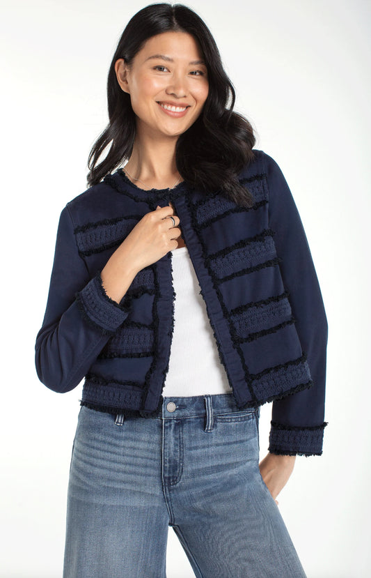 Liverpool Collarless Jacket w/Fray & Lace