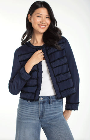 Liverpool Collarless Jacket w/Fray & Lace