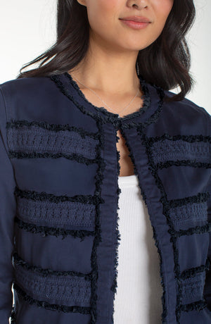 Liverpool Collarless Jacket w/Fray & Lace