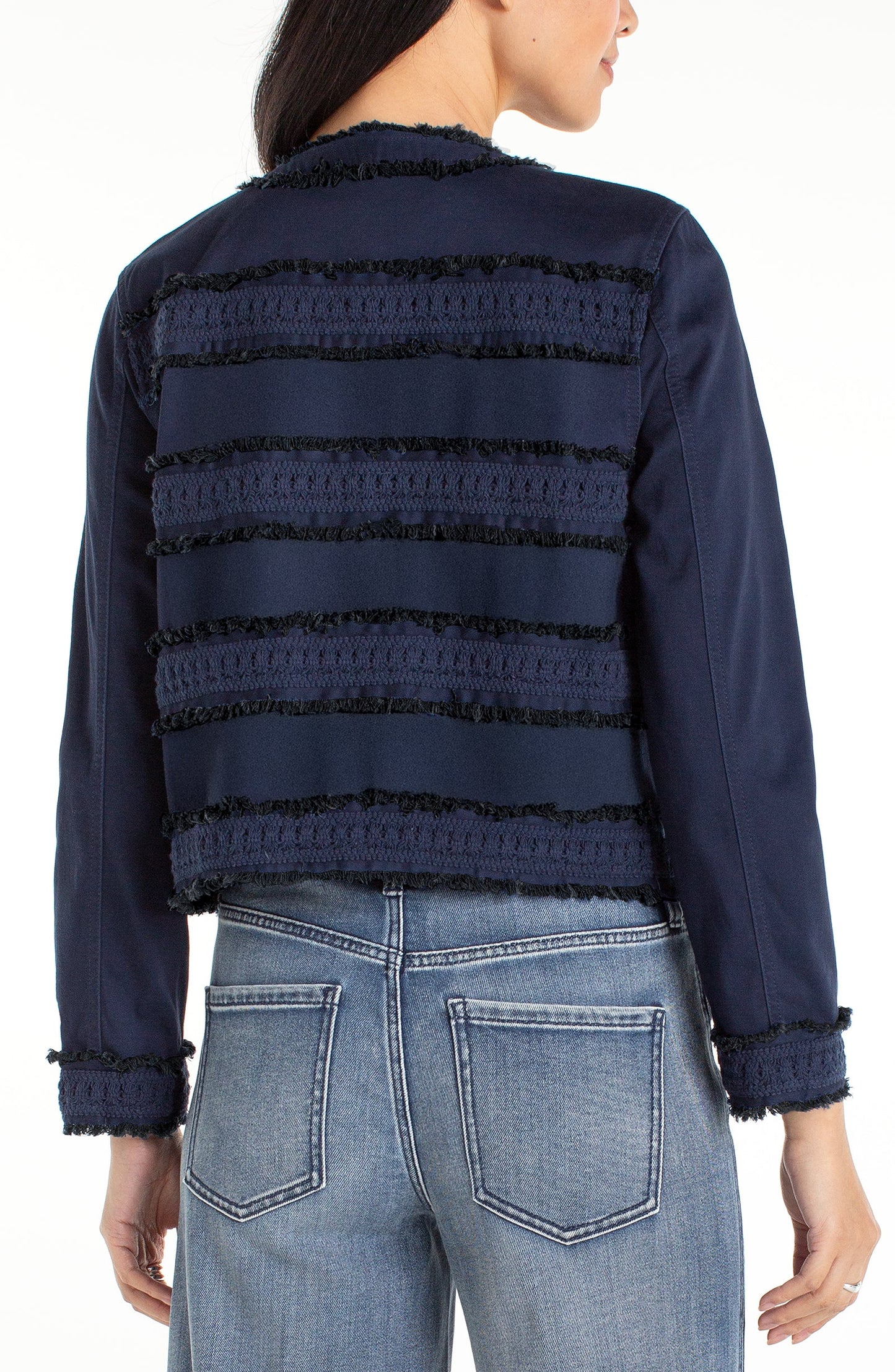 Liverpool Collarless Jacket w/Fray & Lace