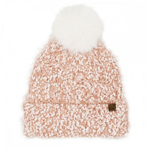 CC Beanie-Boucle w/Fur Pom