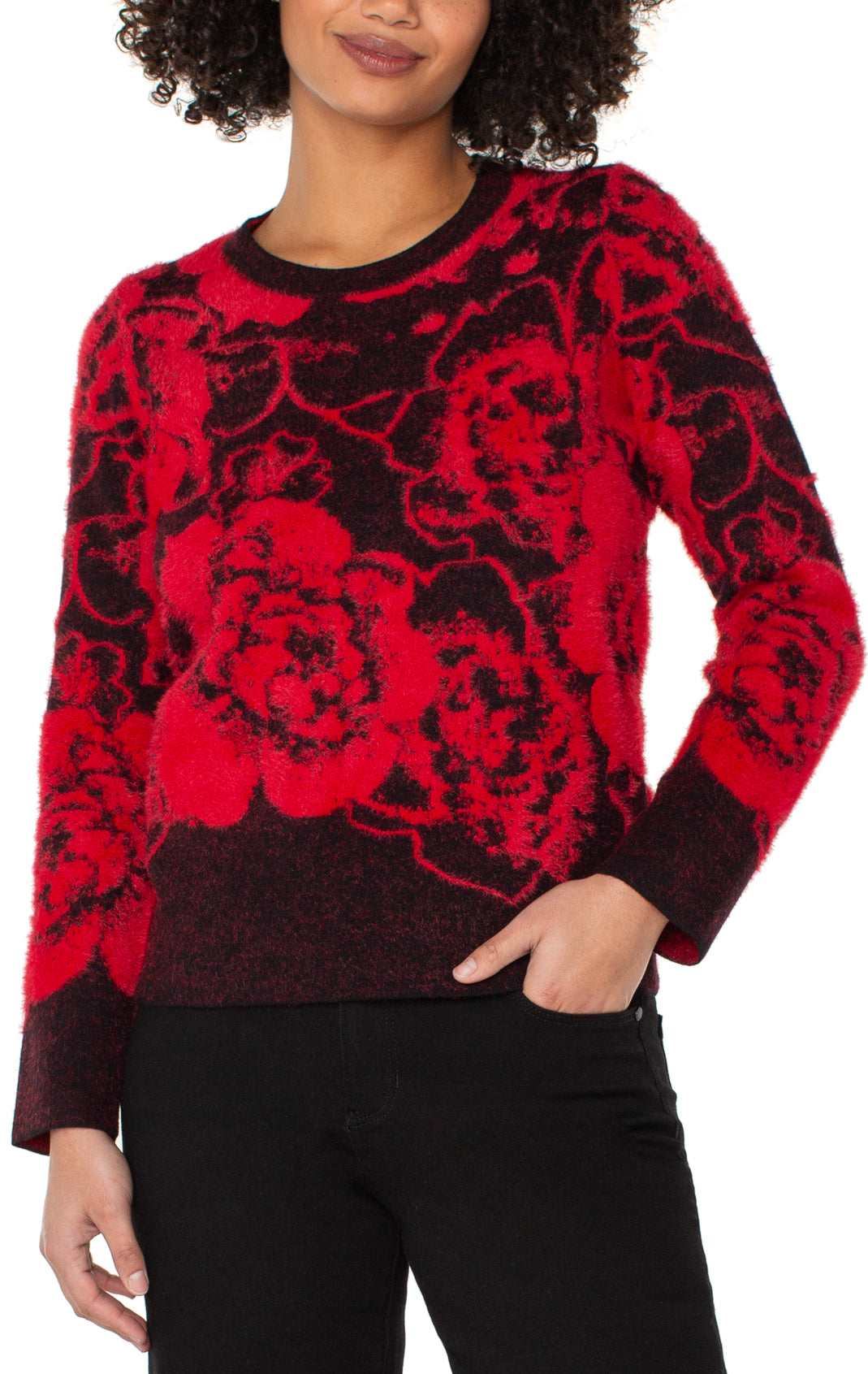 Liverpool Crew Neck Sweater-Red Floral