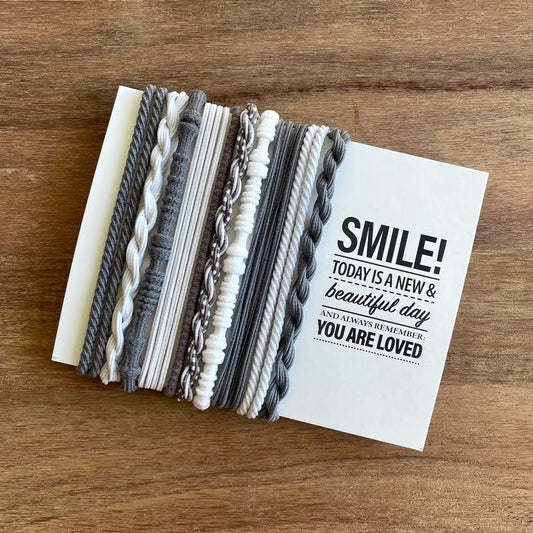 Boho Hair Ties| Gray & White