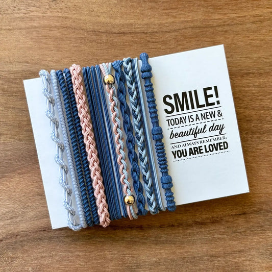 Boho Hair Ties| Navy & Pink