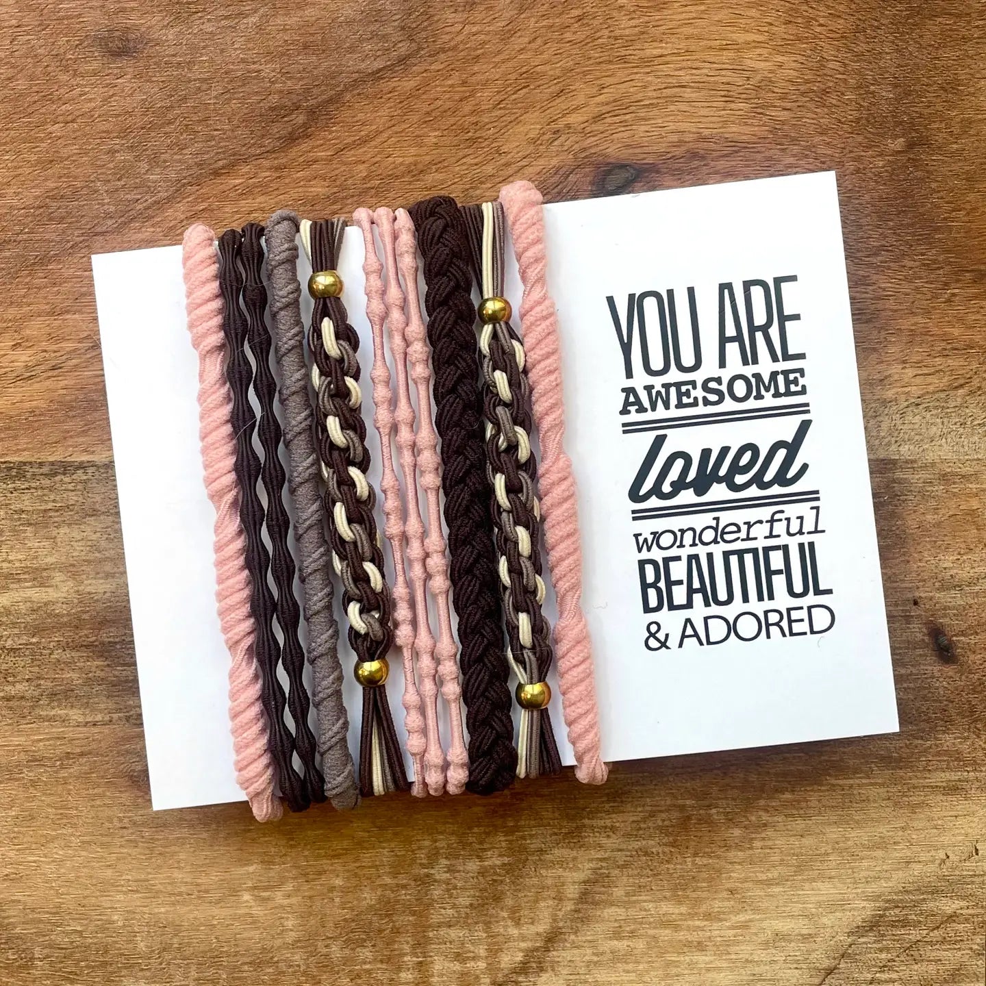 Boho Hair Ties|Pink & Brown