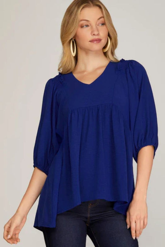 Woven Tunic-Royal Blue