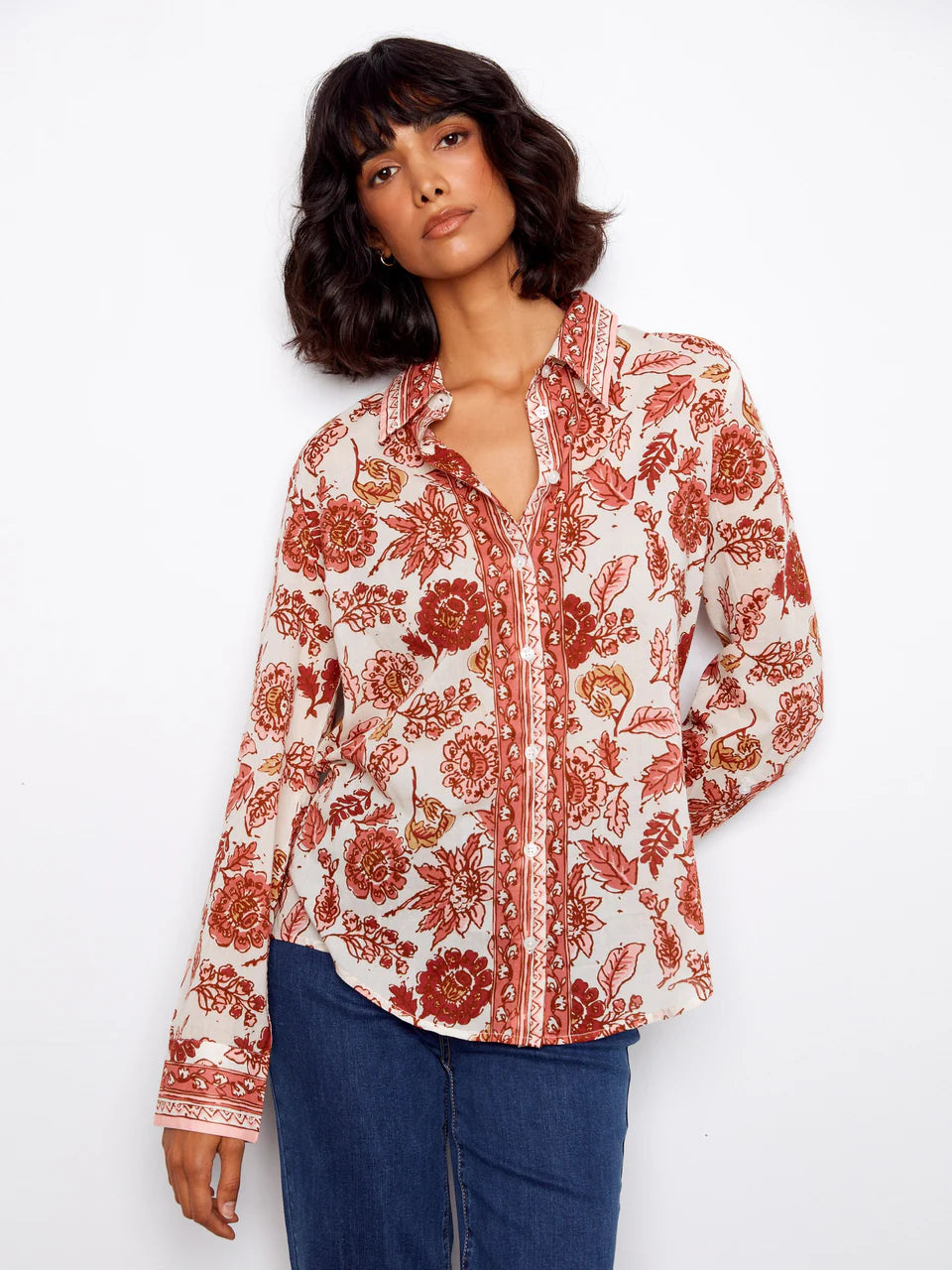 Printed Cotton Voile Blouse- Florelle