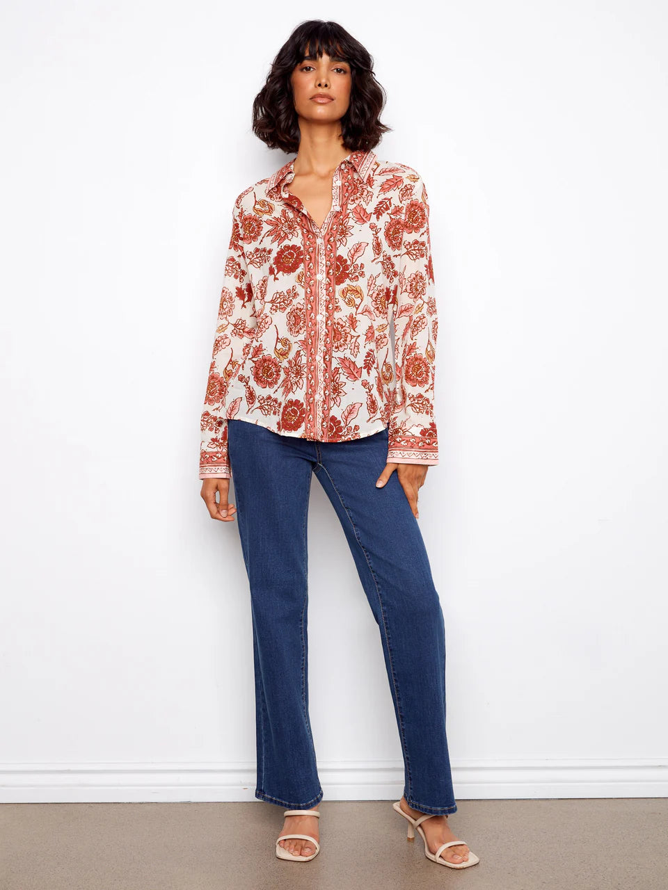 Printed Cotton Voile Blouse- Florelle