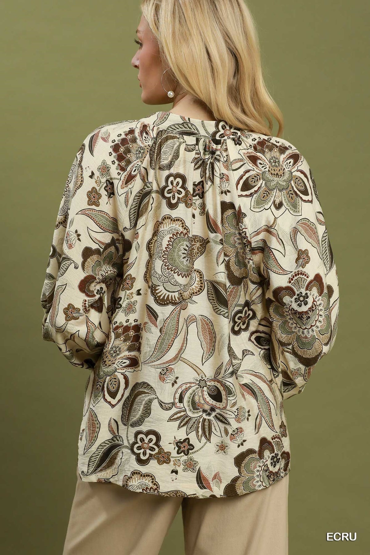 Taupe Floral Blouse