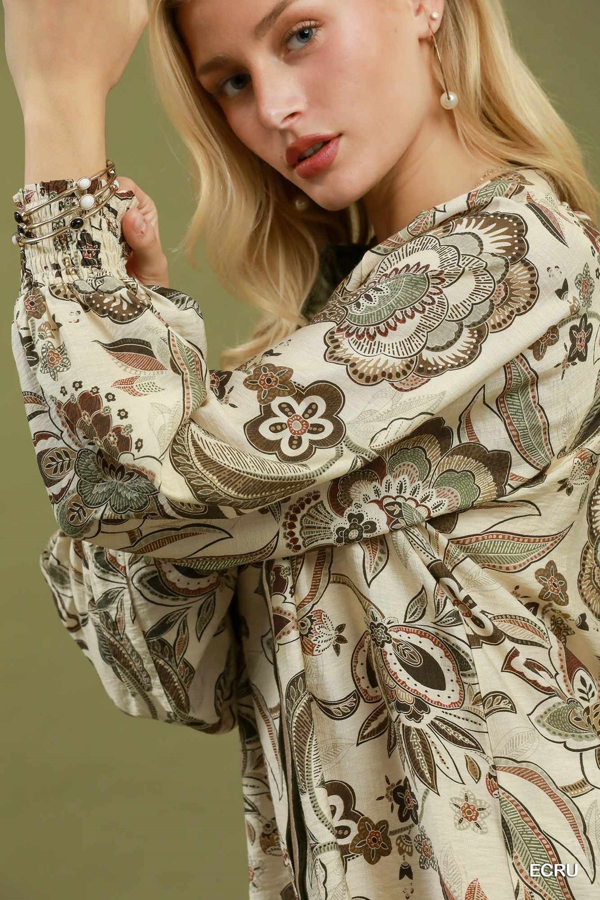 Taupe Floral Blouse