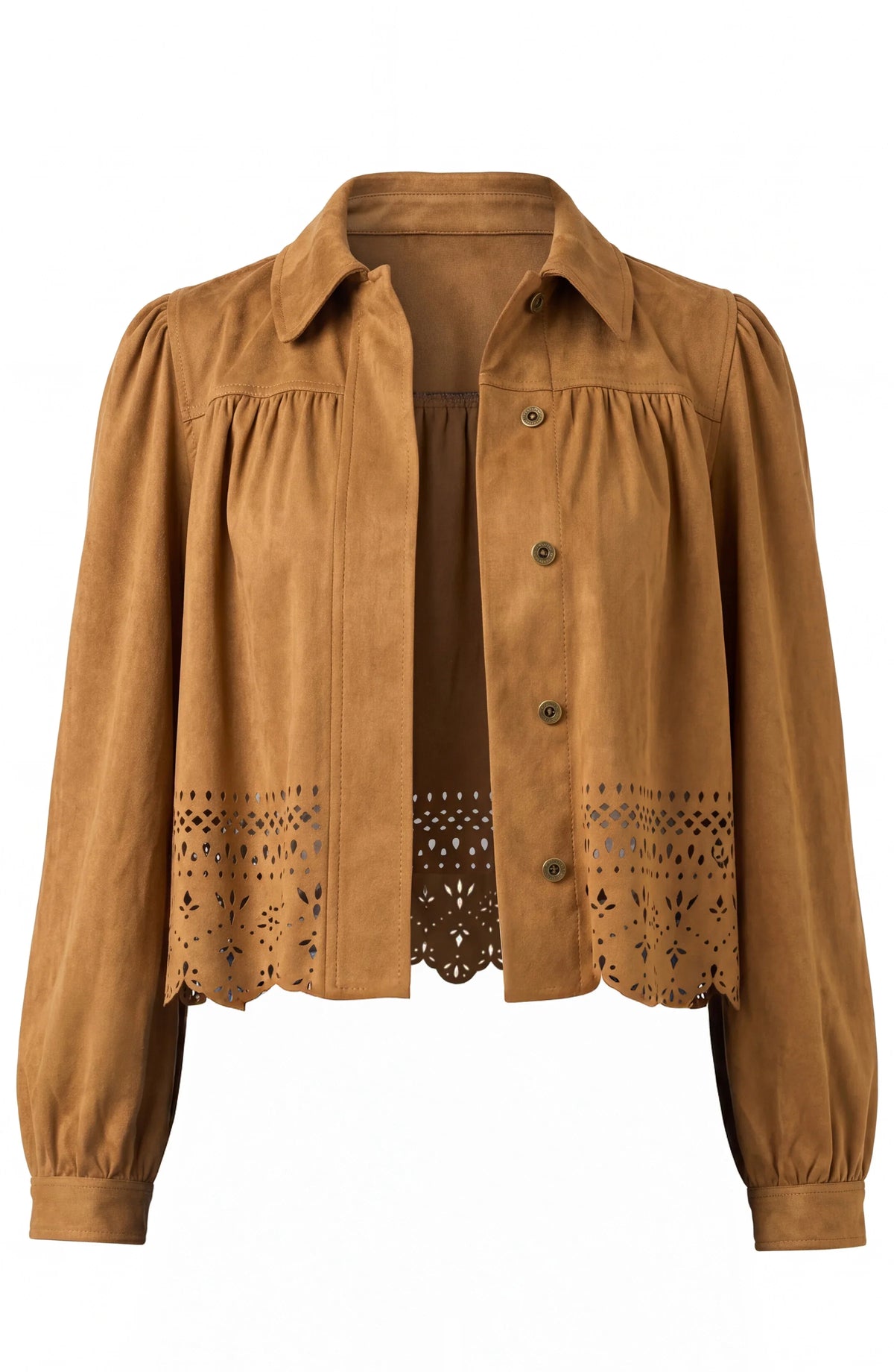 Liverpool Puff Sleeve Jacket W/ Laser Cut Hem