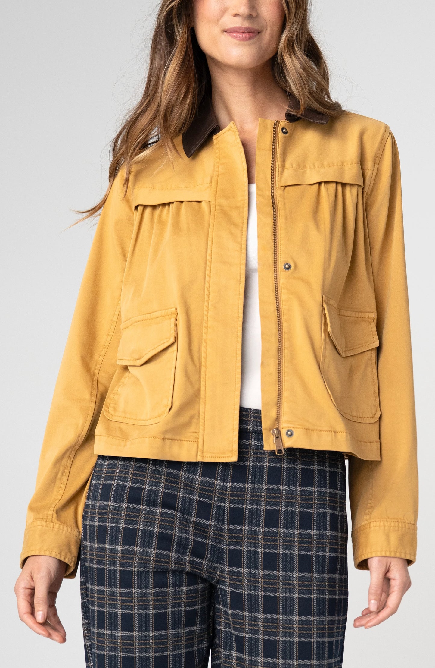 Liverpool Collared Swing Jacket- Gold