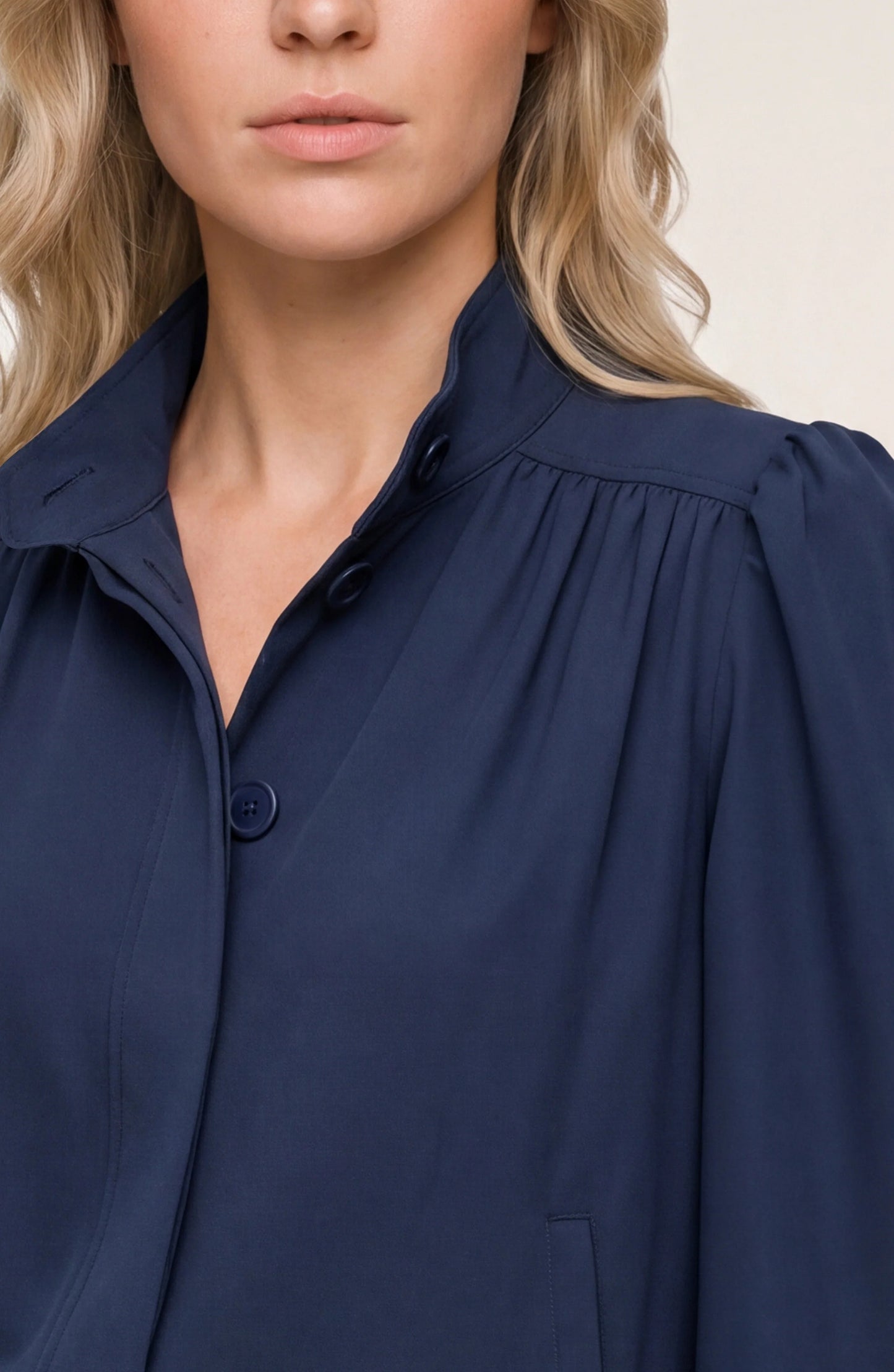 Liverpool Puff Sleeve Jacket- Oxford Navy