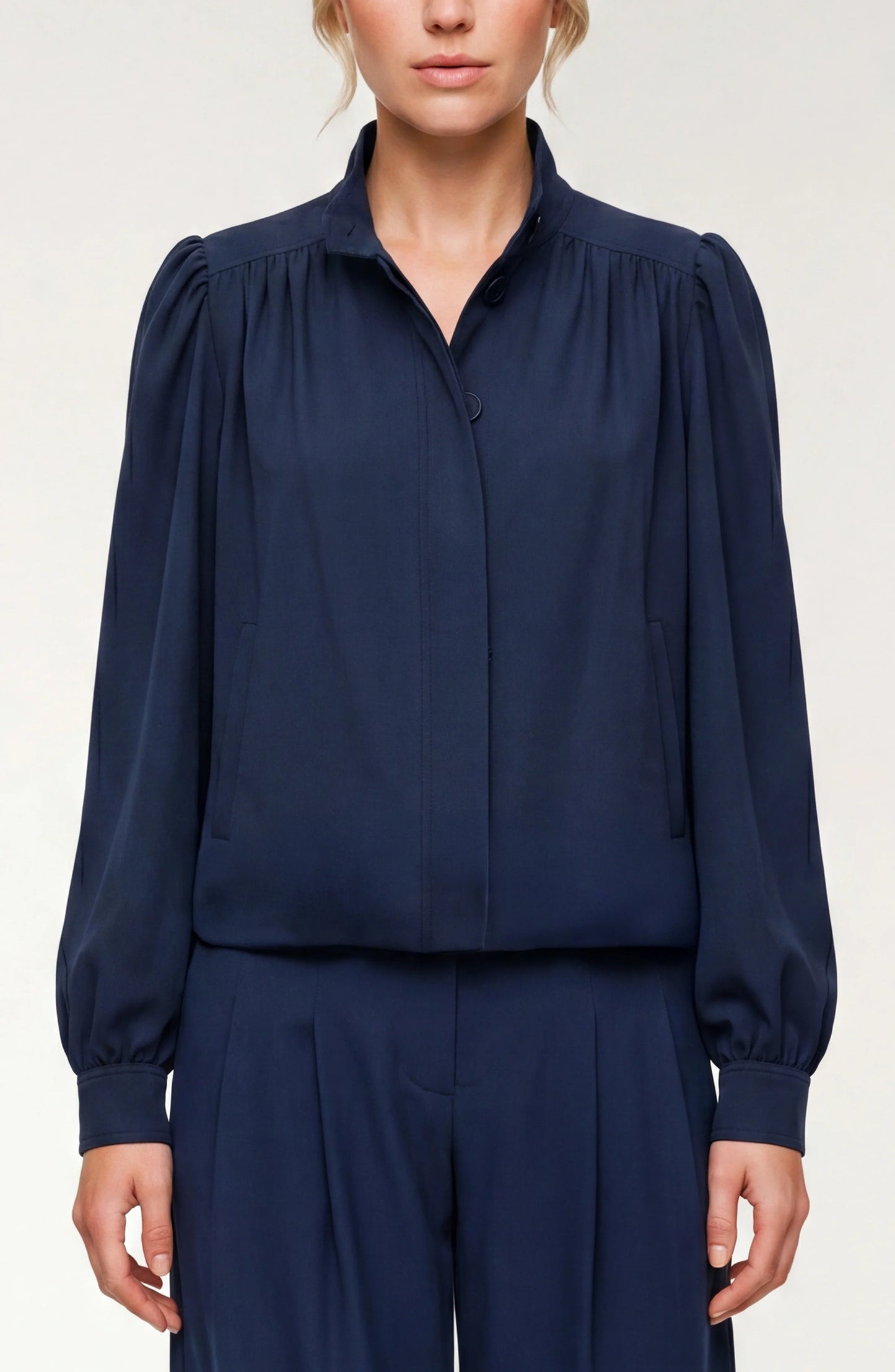 Liverpool Puff Sleeve Jacket- Oxford Navy