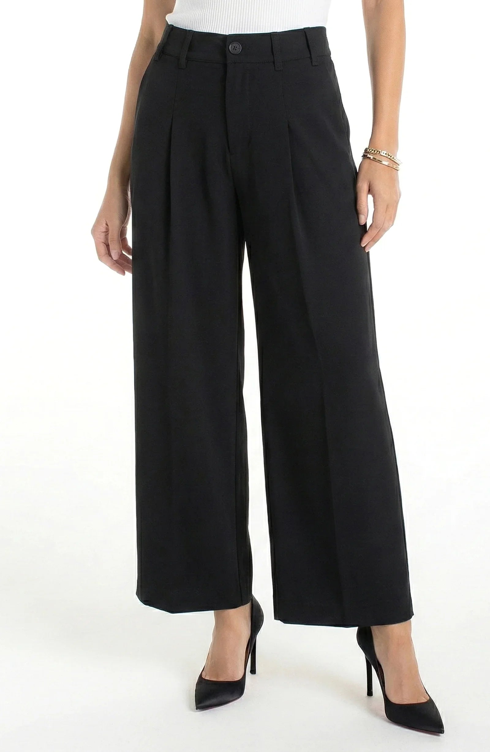 High Rise Pleated Wide Leg Trouser