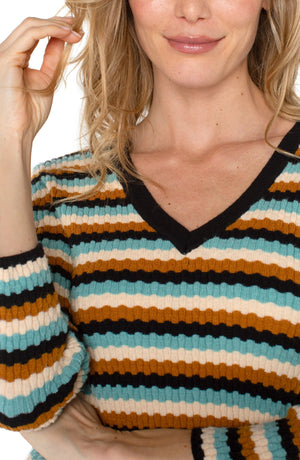 3/4 Sleeve V-neck Sweater