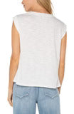 Sleeveless Woven Knit Top- White