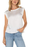 Sleeveless Woven Knit Top- White