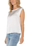 Sleeveless Woven Knit Top- White