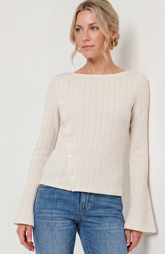 Liverpool Long Sleeve Boat Neck Knit Top