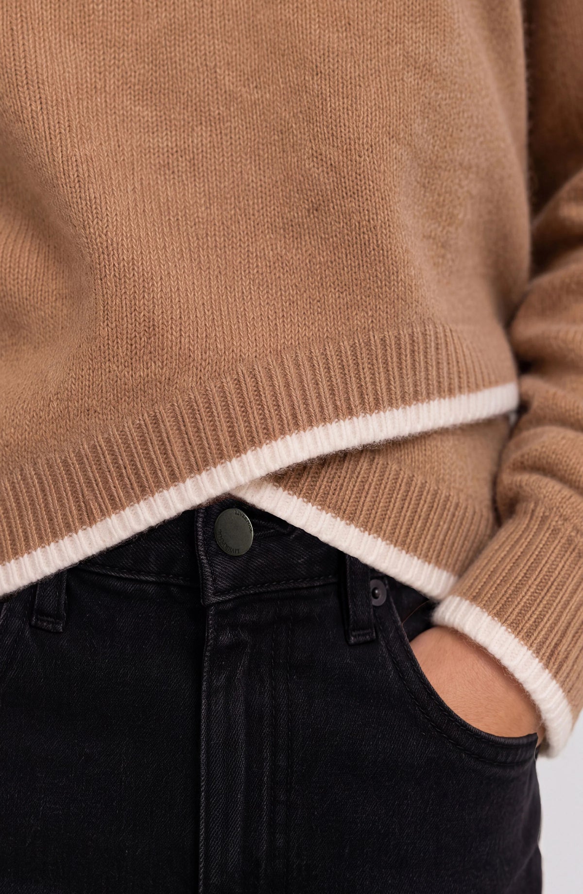 Liverpool Sweater w/Tulip Hem-Camel