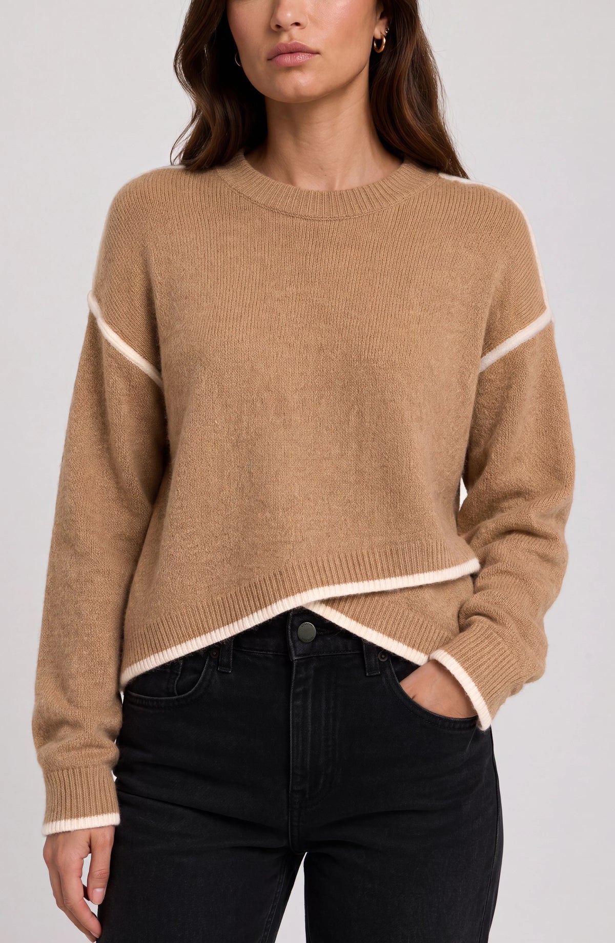 Liverpool Sweater w/Tulip Hem-Camel