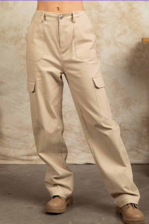 [OPEN YY] / ☆ 25SS WASHED ROLLED CARGO PANTS / BEIGE WASHED ROLLED CARGO PANTS, BEIGE