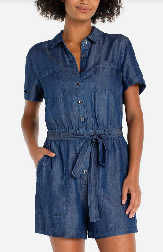 Short Sleeve Denim Romper
