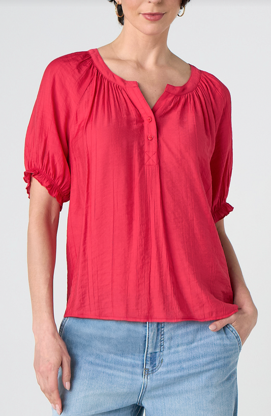 Short Sleeve Half Placket Blouse