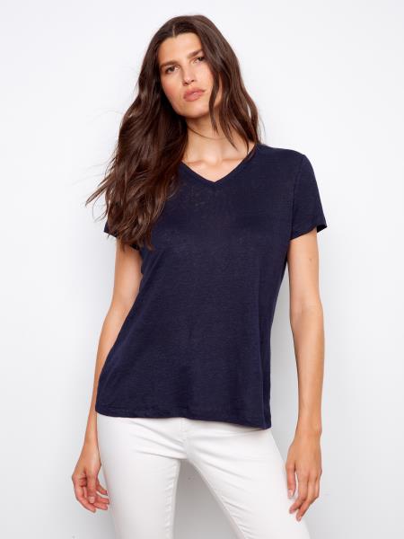 Linen V Neck Tee