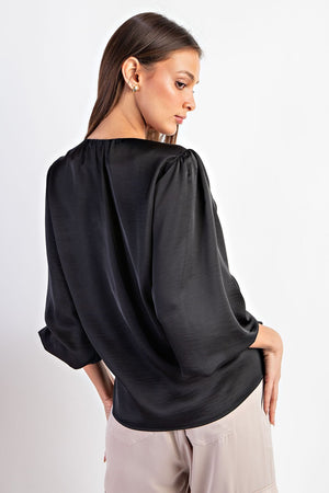 The Perfect Satin Blouse- Black