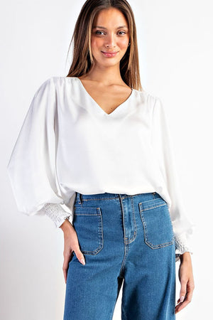 The Perfect Satin Blouse- White