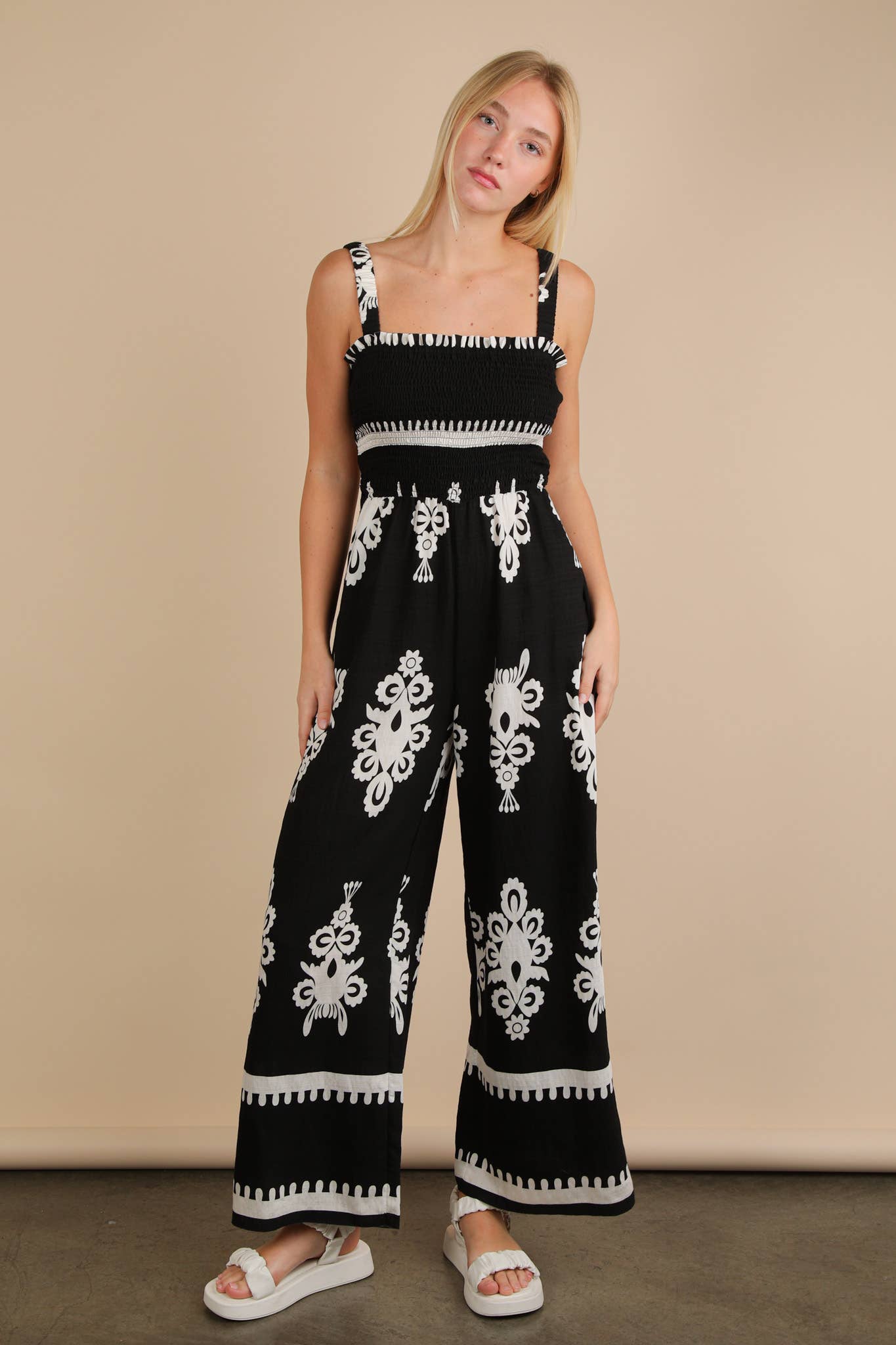Boho Printed Jumpsuit-Black