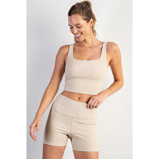Seamless Ribbed Crop Top- Rhino Gray