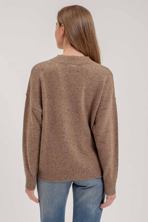 Speckled Mock Sweater-Brown