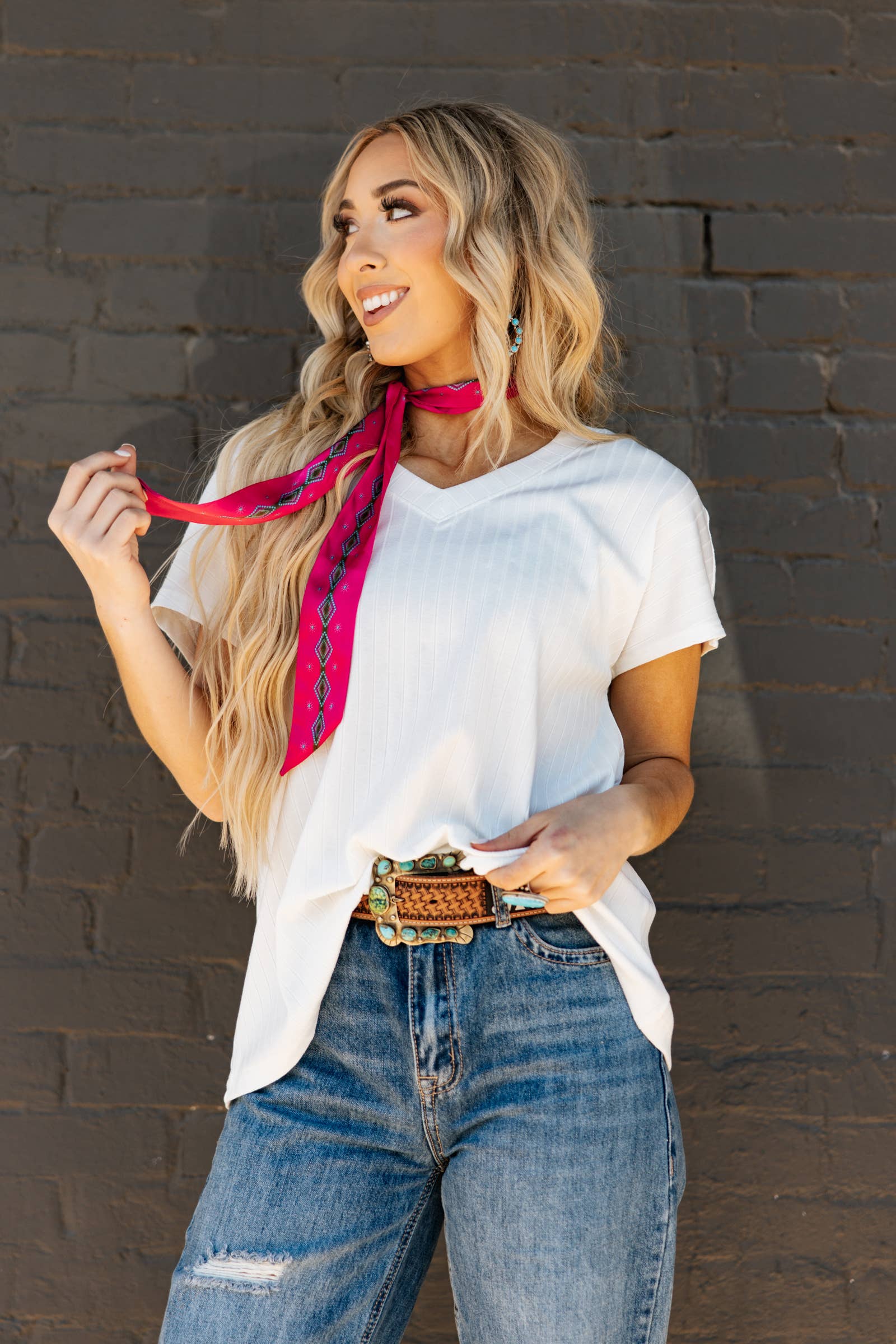 White Ribbed T-Shirt