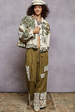 Quilted Floral Jacket-Cream