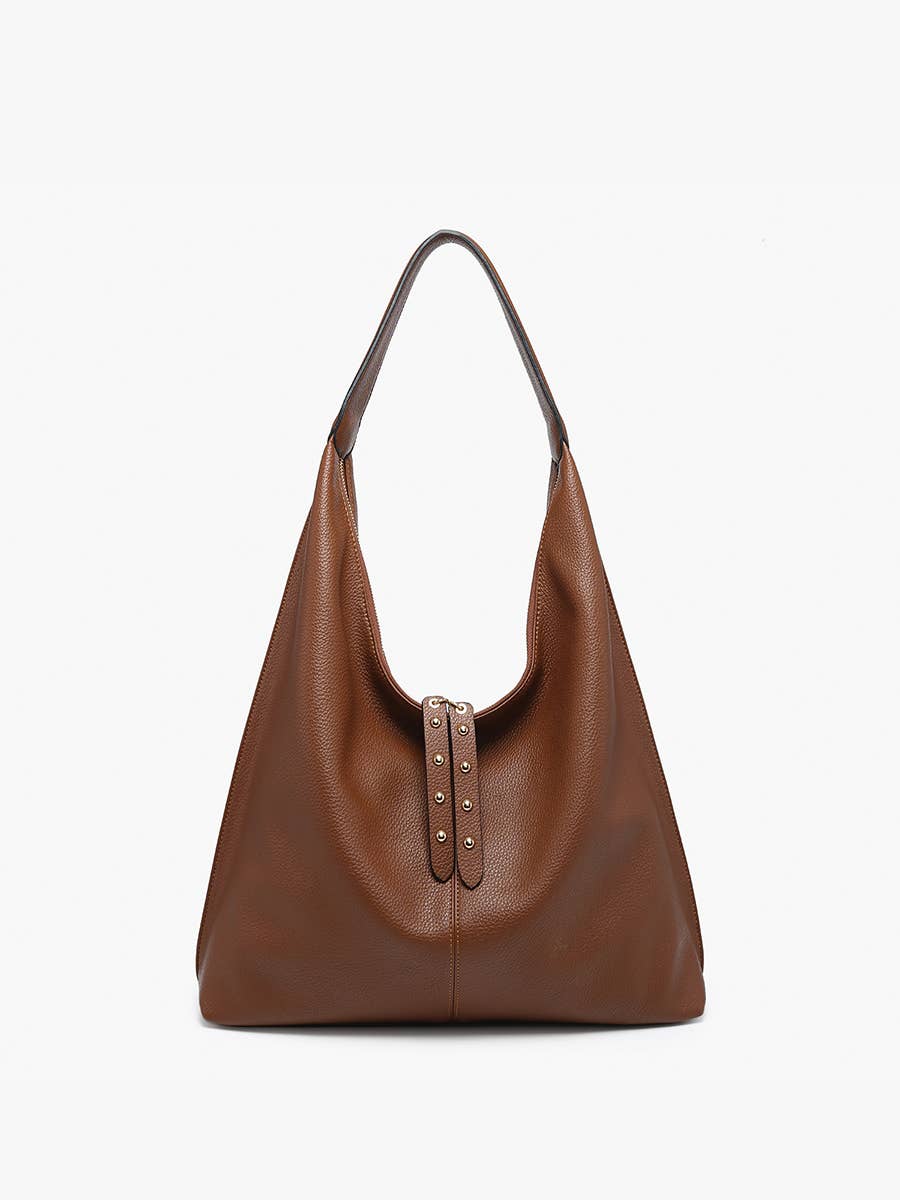 Tori Slouchy Hobo w/Studded Tassels- Brown