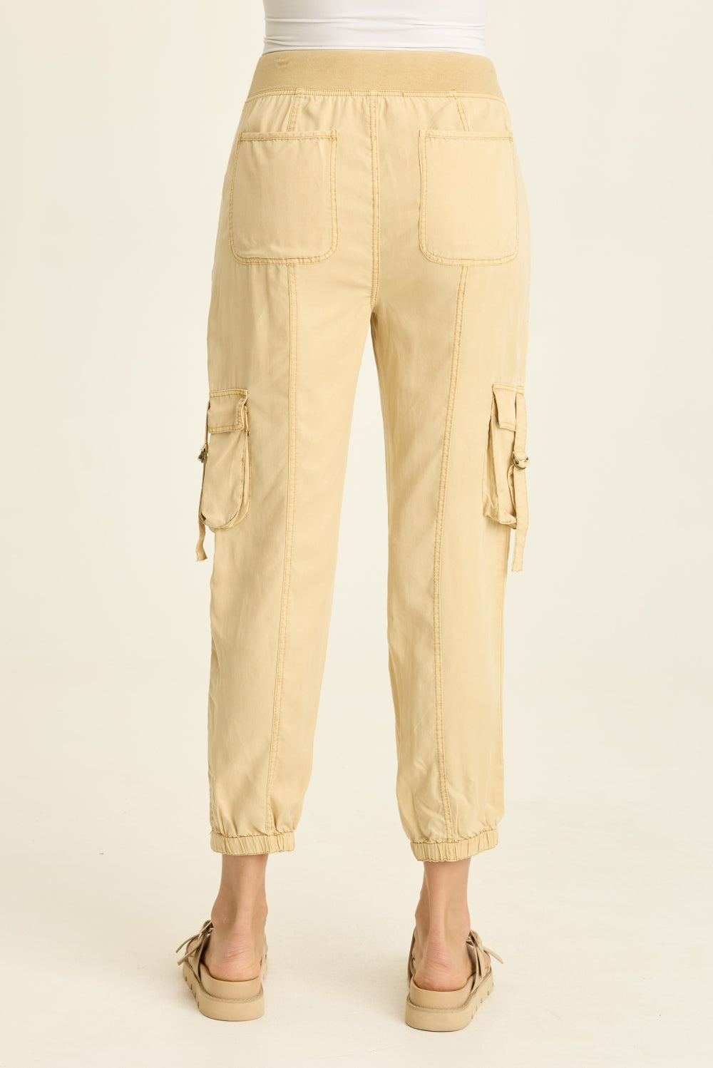 Olexa Banded Cargo Pants- Beige