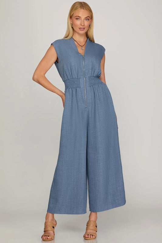 Southern Charm Jumpsuit/ Blue