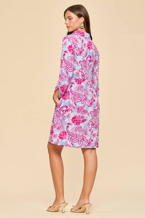 The Inspire Dress-Paisley Blue/Pink