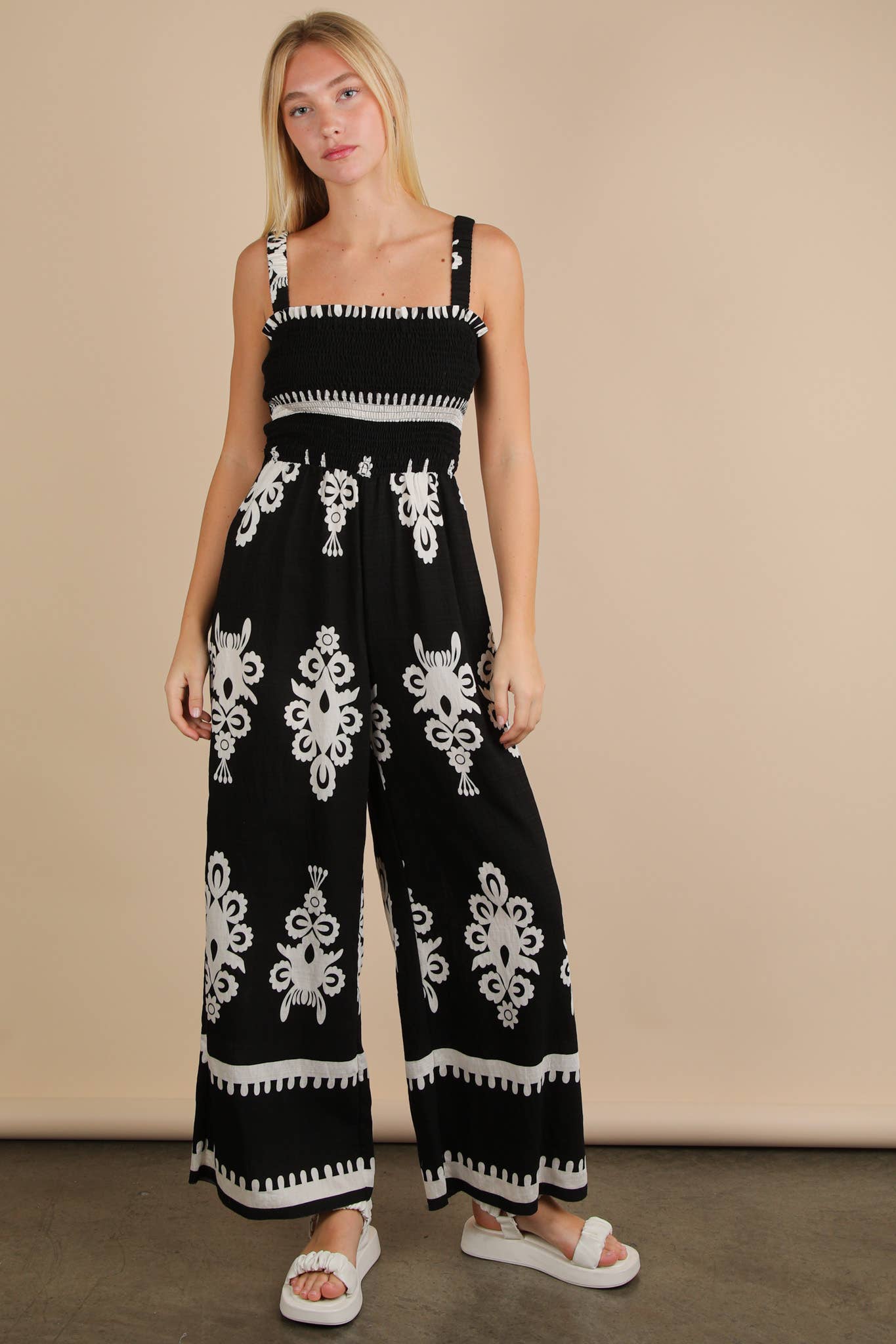Boho Printed Jumpsuit-Black