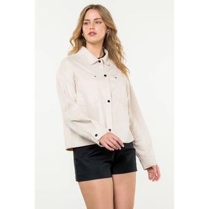 Button Up Suede-Cream