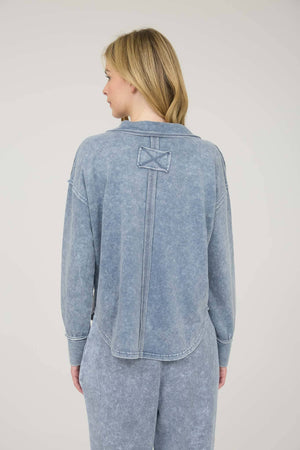 Washed Polo Knit-Indigo