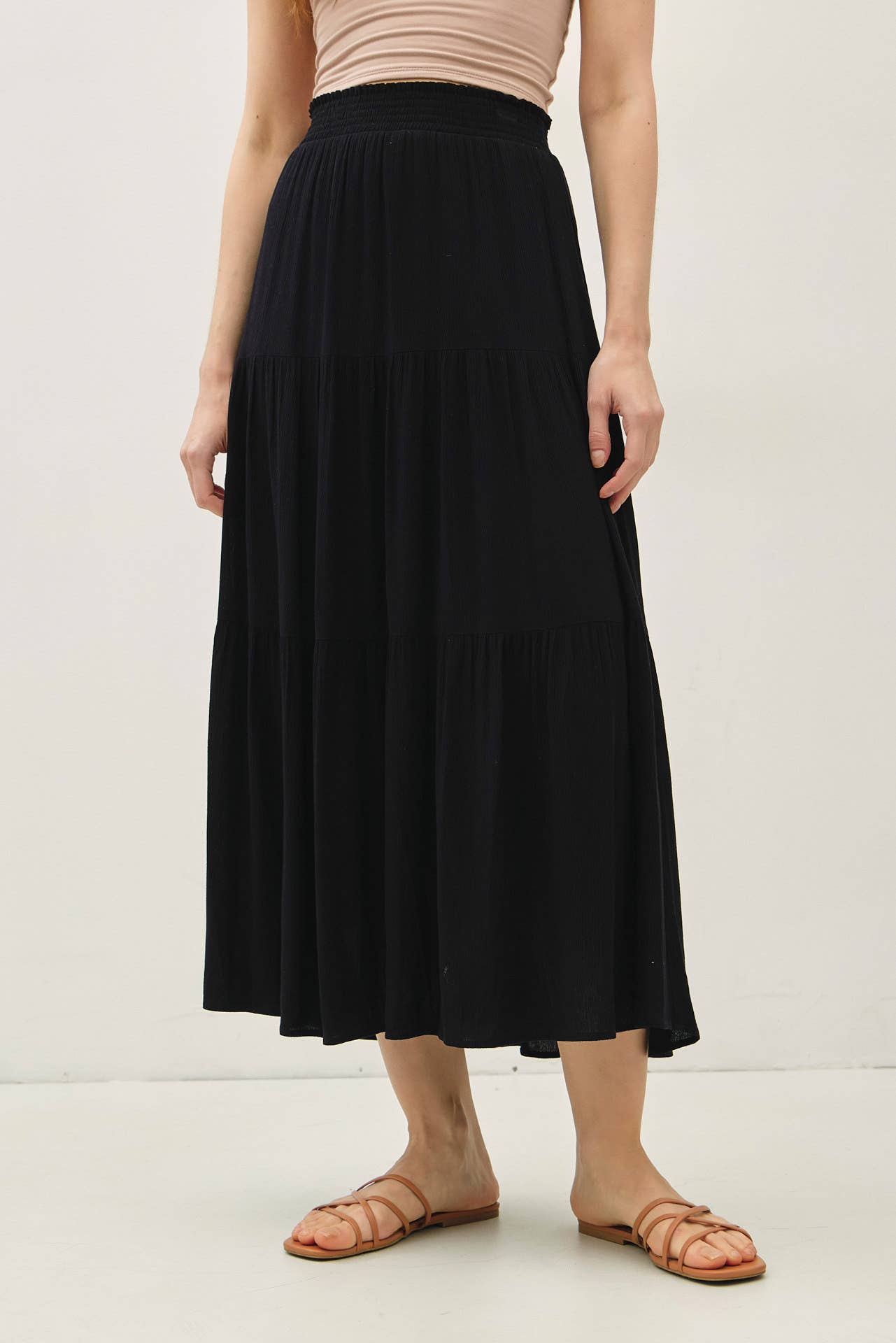 Tiered Maxi Skirt-Black