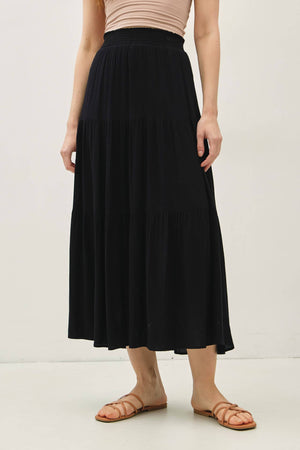 Tiered Maxi Skirt-Black
