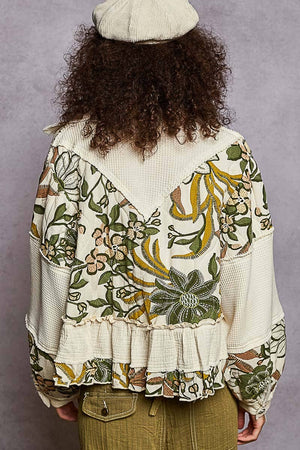 Quilted Floral Jacket-Cream