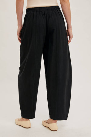 Relaxed Barrel Pants-Black