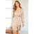 Smocked Waist Flutter Dress-Brown