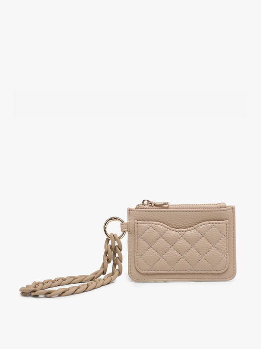 Quilted Wallet w/ Chain- Taupe